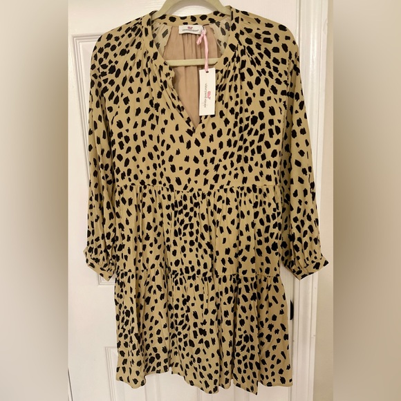 NWT Vineyard Vines Tan and Black Leopard Print Dress - Picture 4 of 8